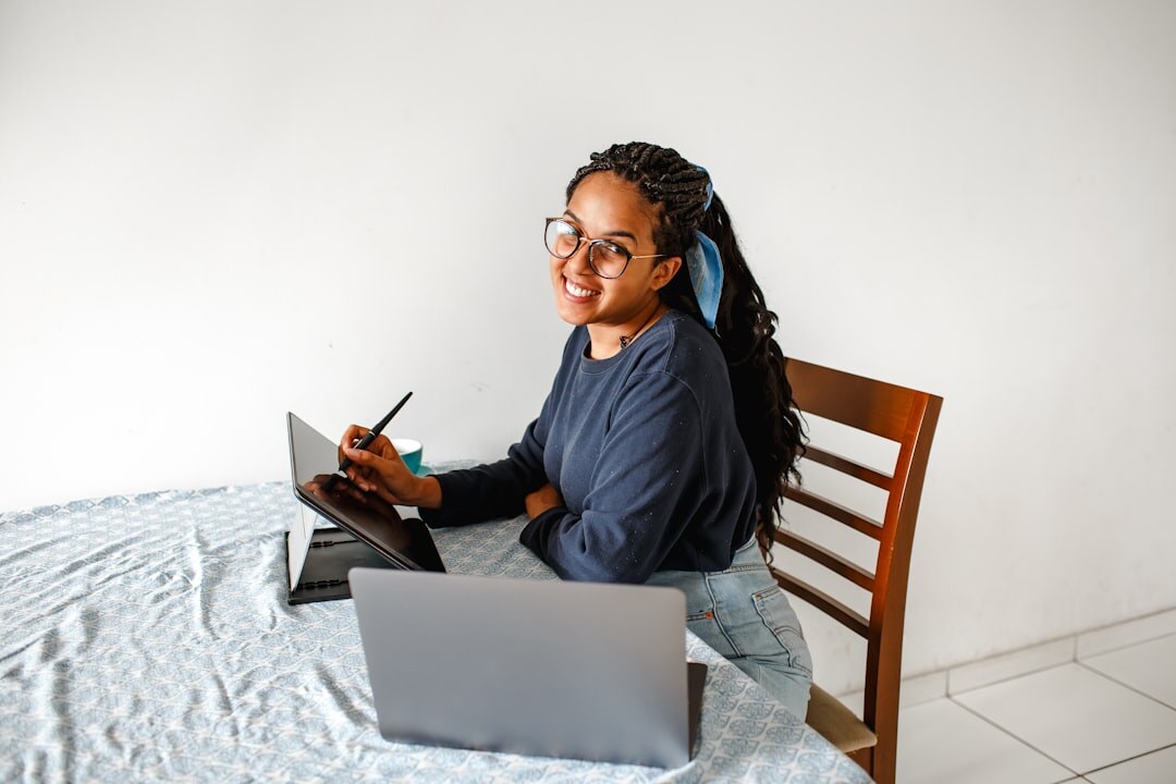 student studying online at home